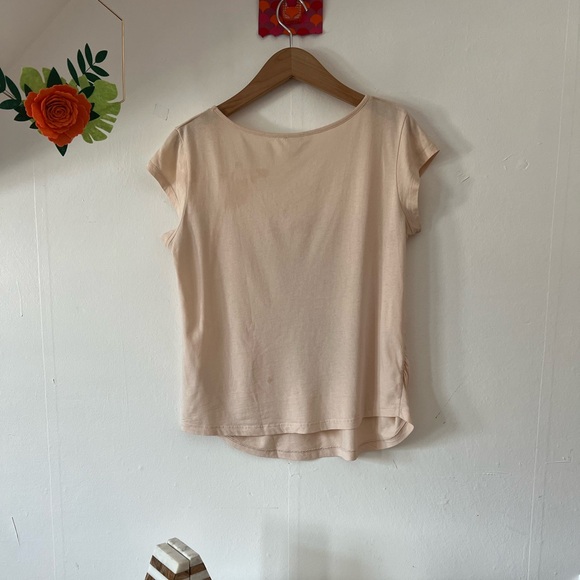 H&M Mama pineapple tshirt sz M maternity peachy pink cap sleeves cotton gold - Picture 2 of 8